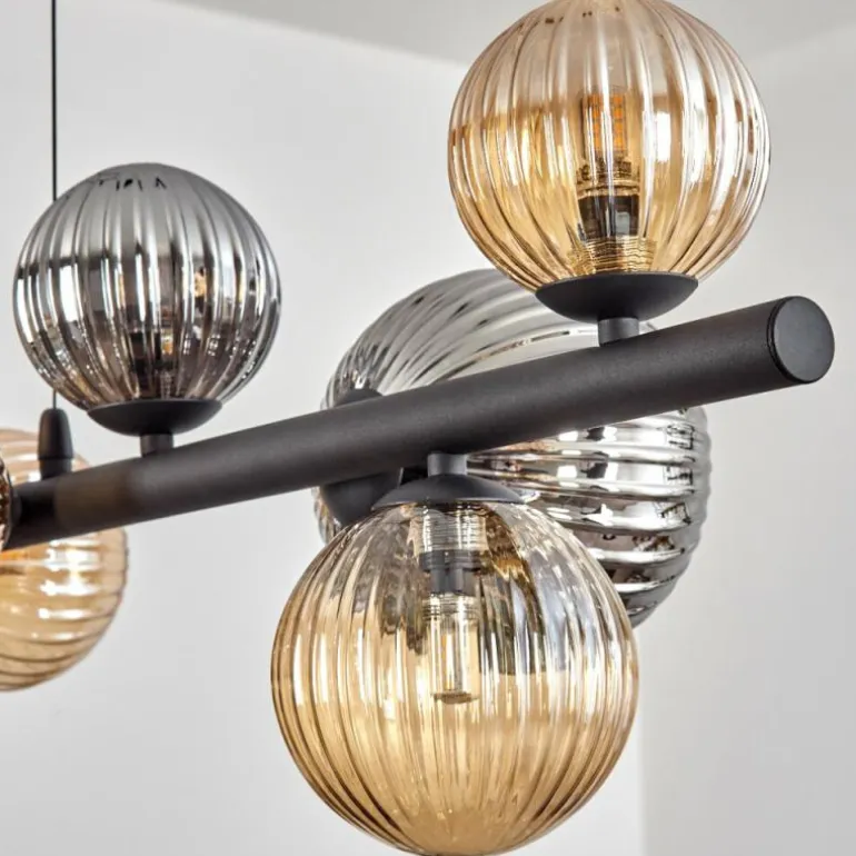Chehalis Suspension, Boule lumineuse, Suspension Ambre, Fumé, 10 lumières