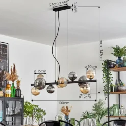 Chehalis Suspension, Boule lumineuse, Suspension Ambre, Fumé, 10 lumières