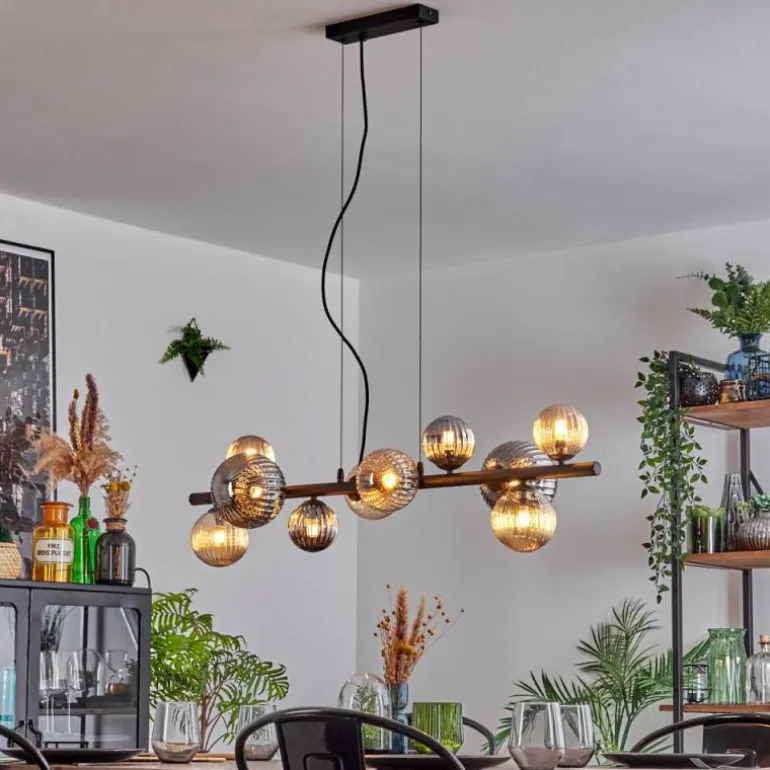 Chehalis Suspension, Boule lumineuse, Suspension Ambre, Fumé, 10 lumières