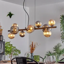 Chehalis Suspension, Boule lumineuse, Suspension Ambre, Fumé, 10 lumières