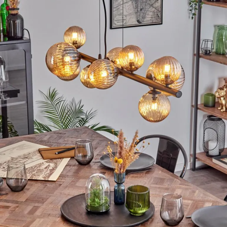 Chehalis Suspension, Boule lumineuse, Suspension Ambre, 10 lumières