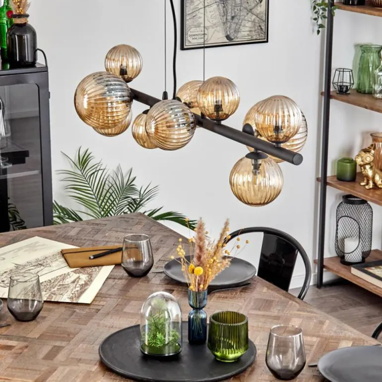 Chehalis Suspension, Boule lumineuse, Suspension Ambre, 10 lumières