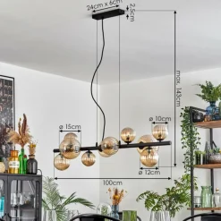 Chehalis Suspension, Boule lumineuse, Suspension Ambre, 10 lumières