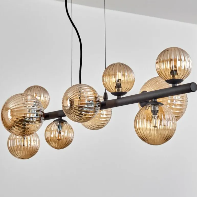 Chehalis Suspension, Boule lumineuse, Suspension Ambre, 10 lumières