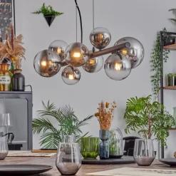 Chehalis Suspension, Boule lumineuse, Suspension Chrome, Clair, Fumé, 8 lumières