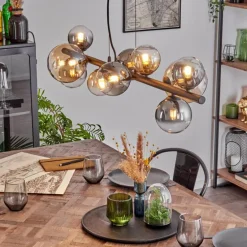 Chehalis Suspension, Boule lumineuse, Suspension Ambre, Clair, Fumé, 10 lumières