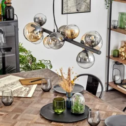 Chehalis Suspension, Boule lumineuse, Suspension Ambre, Clair, Fumé, 10 lumières