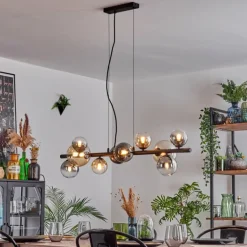Chehalis Suspension, Boule lumineuse, Suspension Ambre, Clair, Fumé, 10 lumières