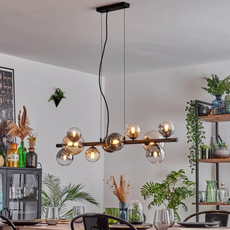 Chehalis Suspension, Boule lumineuse, Suspension Ambre, Clair, Fumé, 10 lumières
