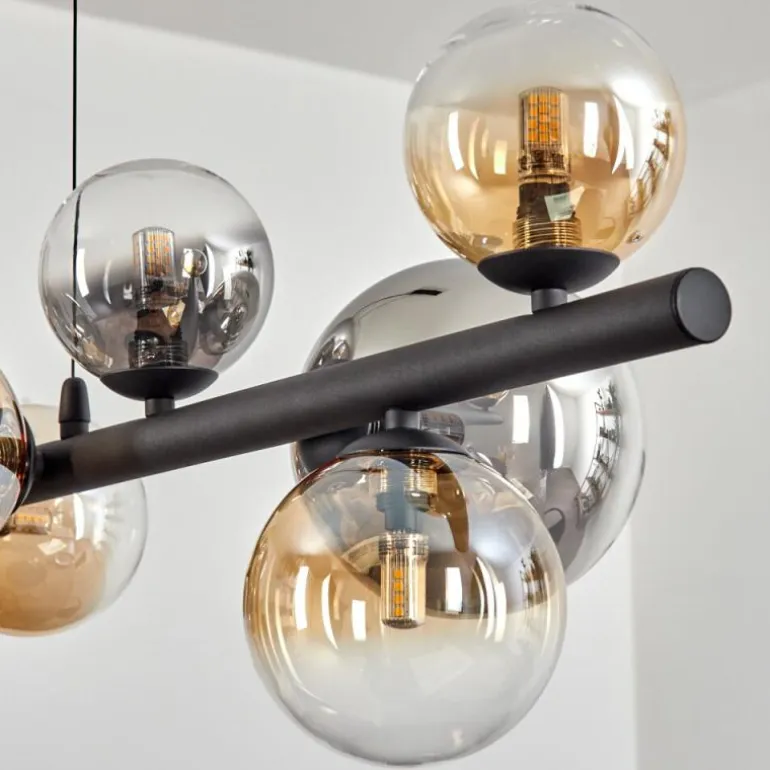 Chehalis Suspension, Boule lumineuse, Suspension Ambre, Clair, Fumé, 10 lumières
