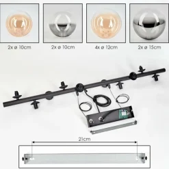 Chehalis Suspension, Boule lumineuse, Suspension Ambre, Clair, Fumé, 10 lumières