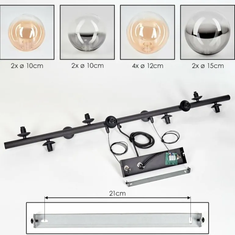 Chehalis Suspension, Boule lumineuse, Suspension Ambre, Clair, Fumé, 10 lumières