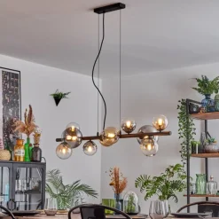 Chehalis Suspension, Boule lumineuse, Suspension Ambre, Clair, Fumé, 10 lumières