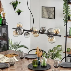 Chehalis Suspension, Boule lumineuse, Suspension Ambre, Clair, Fumé, 10 lumières