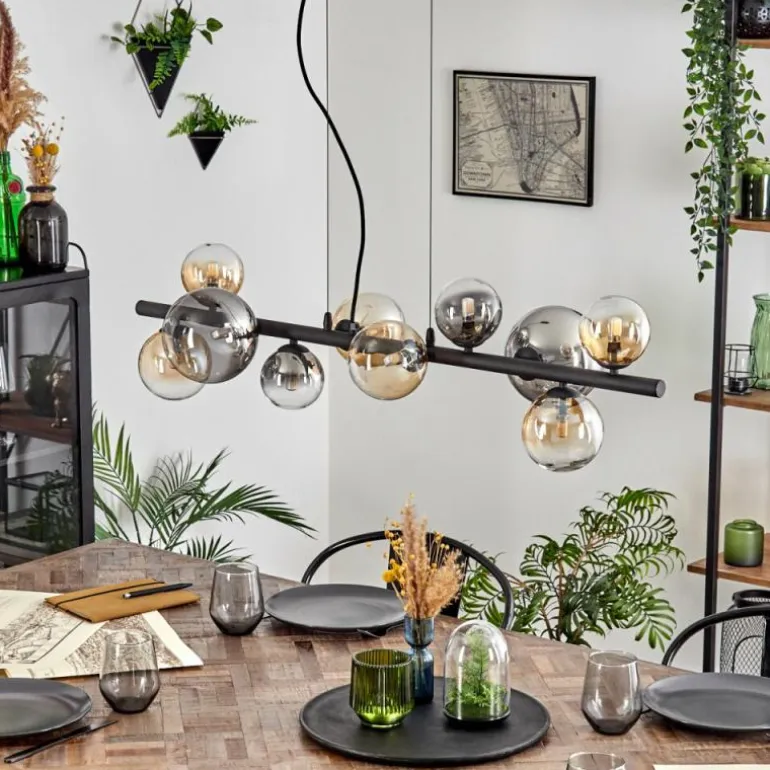 Chehalis Suspension, Boule lumineuse, Suspension Ambre, Clair, Fumé, 10 lumières