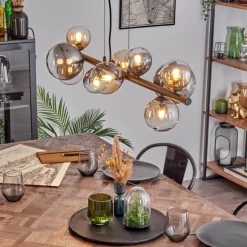 Chehalis Suspension, Boule lumineuse, Suspension Ambre, Clair, Fumé, 10 lumières