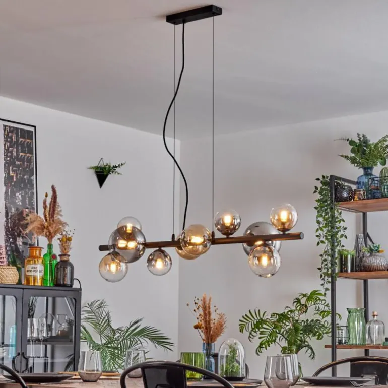 Chehalis Suspension, Boule lumineuse, Suspension Ambre, Clair, Fumé, 10 lumières