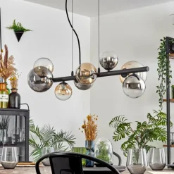 Chehalis Suspension, Boule lumineuse, Suspension Ambre, Clair, Fumé, 8 lumières