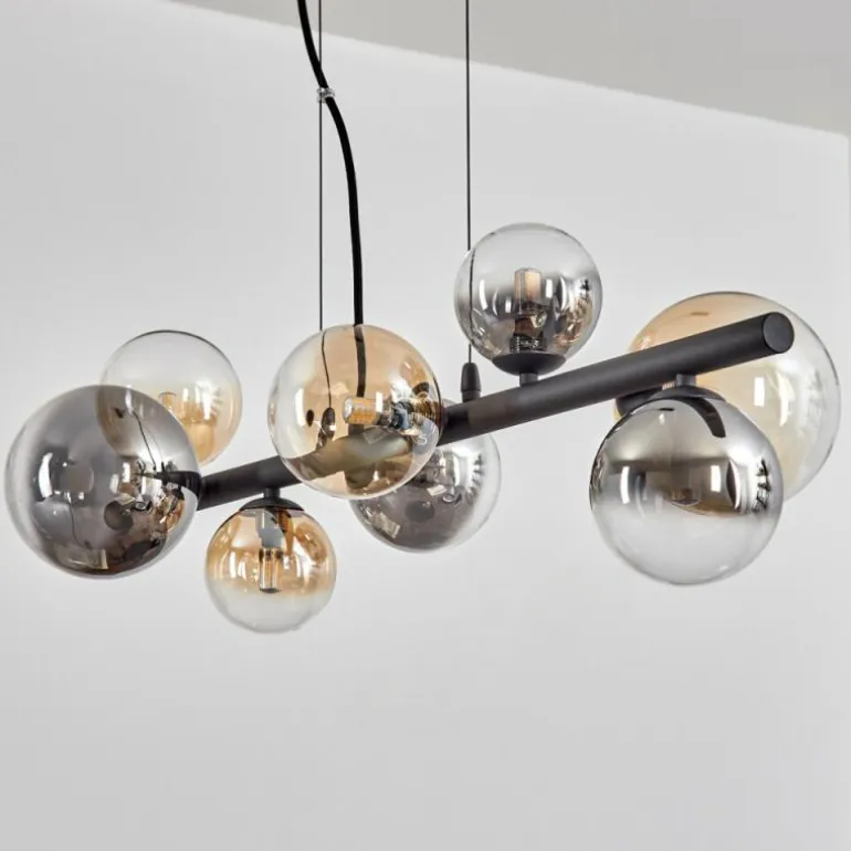 Chehalis Suspension, Boule lumineuse, Suspension Ambre, Clair, Fumé, 8 lumières