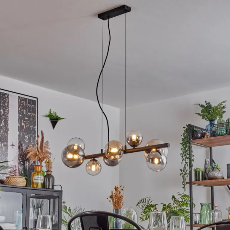 Chehalis Suspension, Boule lumineuse, Suspension Ambre, Clair, Fumé, 8 lumières