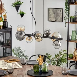 Chehalis Suspension, Boule lumineuse, Suspension Ambre, Clair, Fumé, 8 lumières
