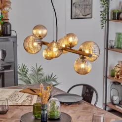Chehalis Suspension, Boule lumineuse, Suspension Ambre, 8 lumières