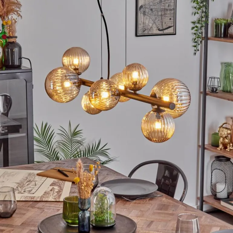 Chehalis Suspension, Boule lumineuse, Suspension Ambre, 8 lumières