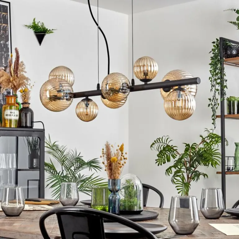 Chehalis Suspension, Boule lumineuse, Suspension Ambre, 8 lumières
