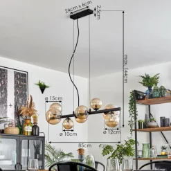 Chehalis Suspension, Boule lumineuse, Suspension Ambre, 8 lumières