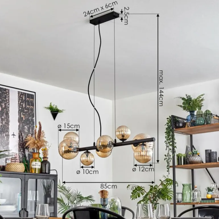 Chehalis Suspension, Boule lumineuse, Suspension Ambre, 8 lumières