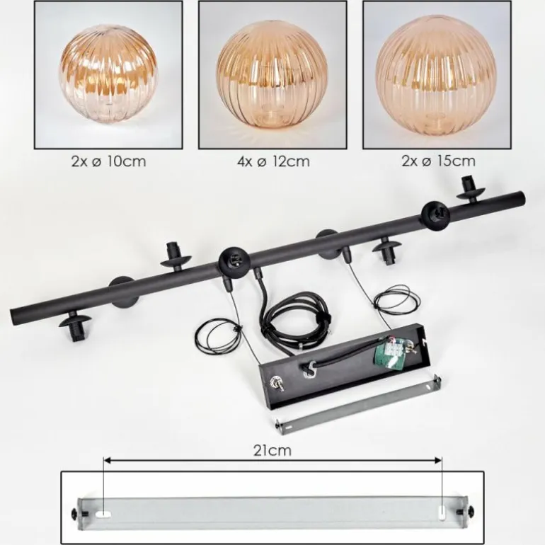 Chehalis Suspension, Boule lumineuse, Suspension Ambre, 8 lumières