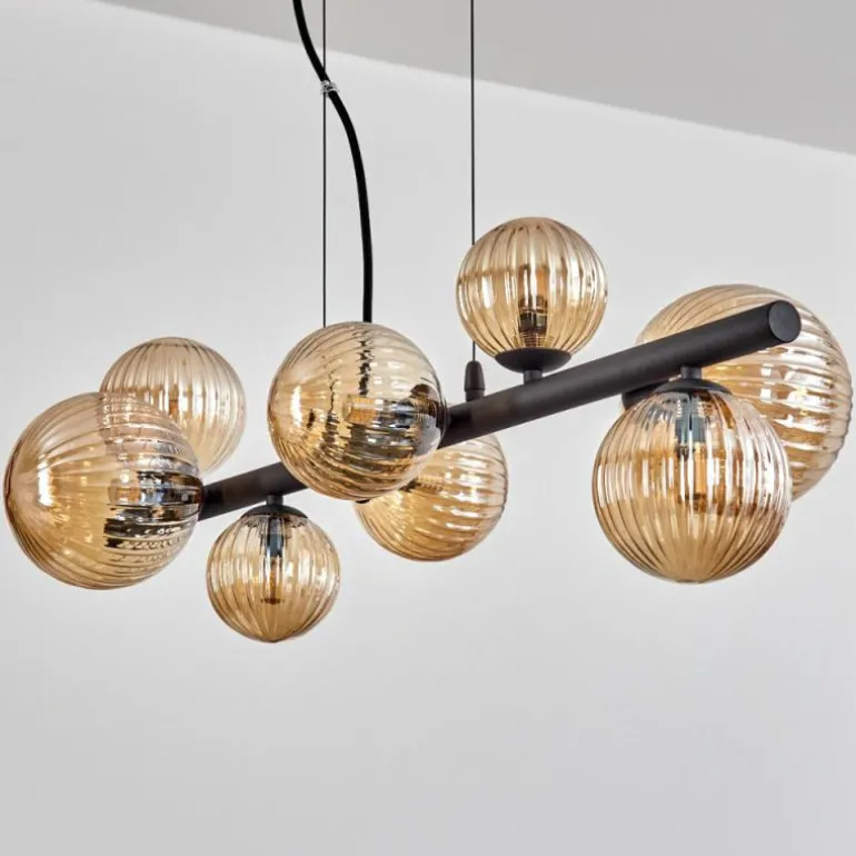 Chehalis Suspension, Boule lumineuse, Suspension Ambre, 8 lumières