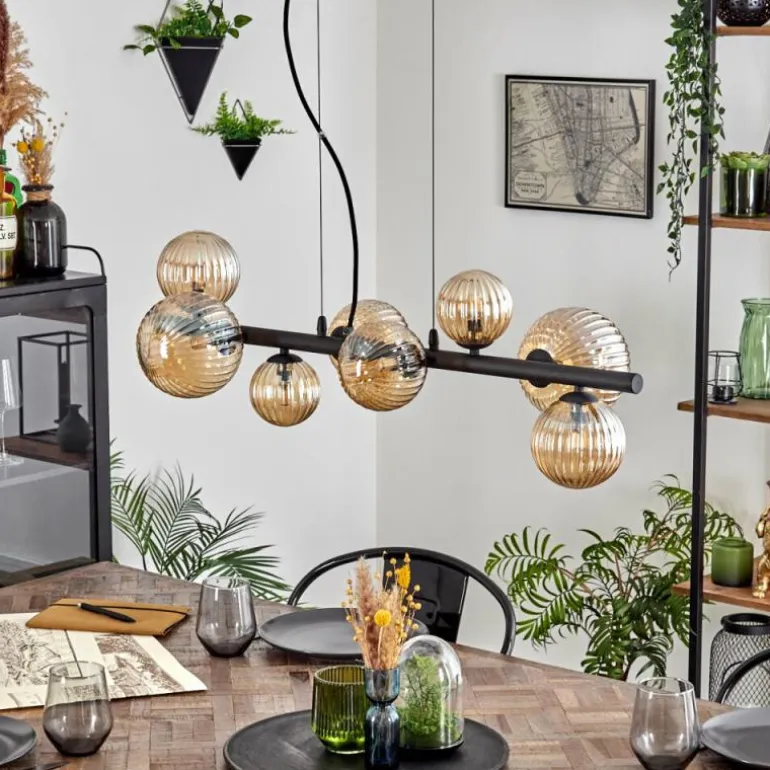 Chehalis Suspension, Boule lumineuse, Suspension Ambre, 8 lumières
