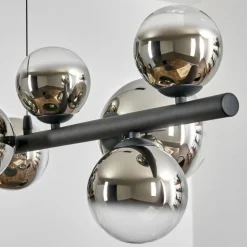 Chehalis Suspension, Boule lumineuse, Suspension Chrome, Clair, Fumé, 10 lumières