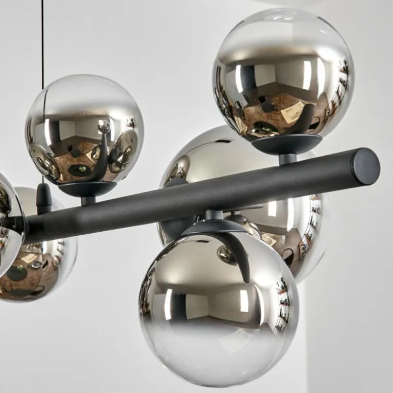 Chehalis Suspension, Boule lumineuse, Suspension Chrome, Clair, Fumé, 10 lumières