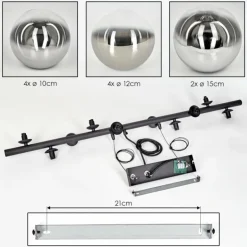Chehalis Suspension, Boule lumineuse, Suspension Chrome, Clair, Fumé, 10 lumières