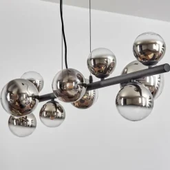 Chehalis Suspension, Boule lumineuse, Suspension Chrome, Clair, Fumé, 10 lumières