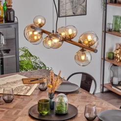 Chehalis Suspension, Boule lumineuse, Suspension Ambre, Clair, 10 lumières