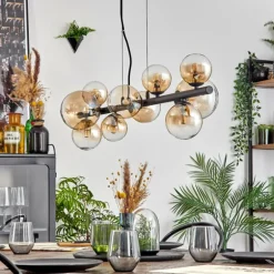 Chehalis Suspension, Boule lumineuse, Suspension Ambre, Clair, 10 lumières