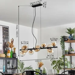 Chehalis Suspension, Boule lumineuse, Suspension Ambre, Clair, 10 lumières