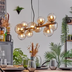 Chehalis Suspension, Boule lumineuse, Suspension Ambre, Clair, 10 lumières