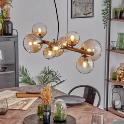 Chehalis Suspension, Boule lumineuse, Suspension Ambre, Clair, 8 lumières