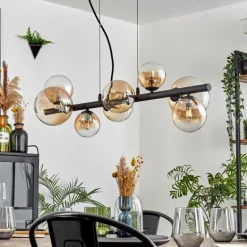 Chehalis Suspension, Boule lumineuse, Suspension Ambre, Clair, 8 lumières