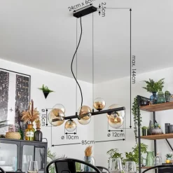 Chehalis Suspension, Boule lumineuse, Suspension Ambre, Clair, 8 lumières