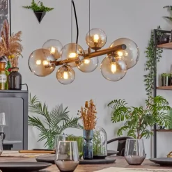 Chehalis Suspension, Boule lumineuse, Suspension Ambre, Clair, 8 lumières
