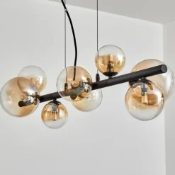 Chehalis Suspension, Boule lumineuse, Suspension Ambre, Clair, 8 lumières