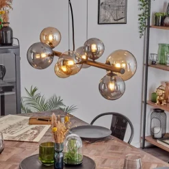 Chehalis Suspension, Boule lumineuse, Suspension Ambre, Fumé, 8 lumières