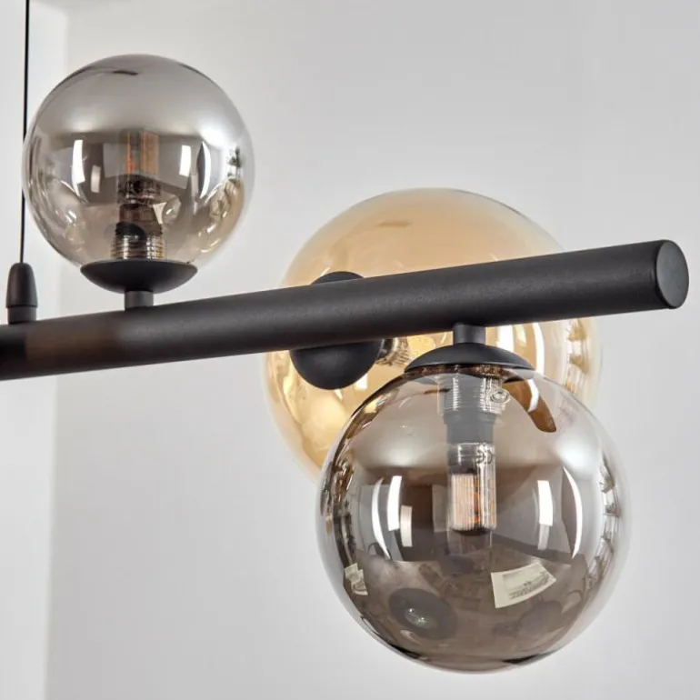 Chehalis Suspension, Boule lumineuse, Suspension Ambre, Fumé, 8 lumières