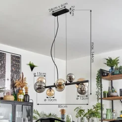 Chehalis Suspension, Boule lumineuse, Suspension Ambre, Fumé, 8 lumières