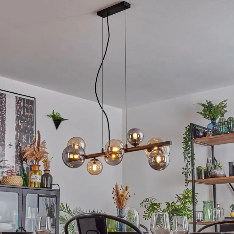 Chehalis Suspension, Boule lumineuse, Suspension Ambre, Fumé, 8 lumières